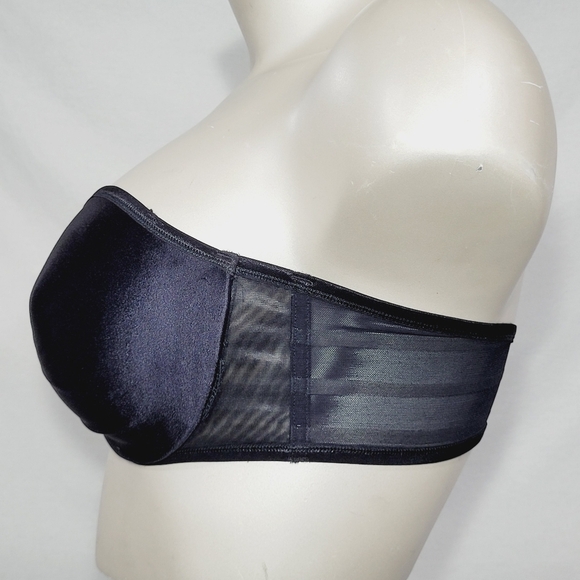40C Curvation 5304150 Unlined Satin Underwire Strapless Bra Black - Picture 4 of 6